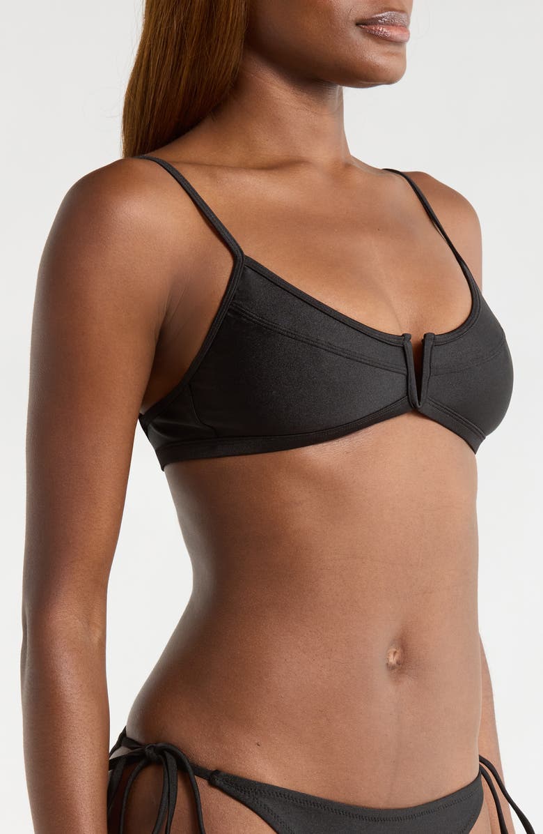 Kulani Kinis Shimmer V-Wire Bikini Top, Alternate, color, Twilight Black