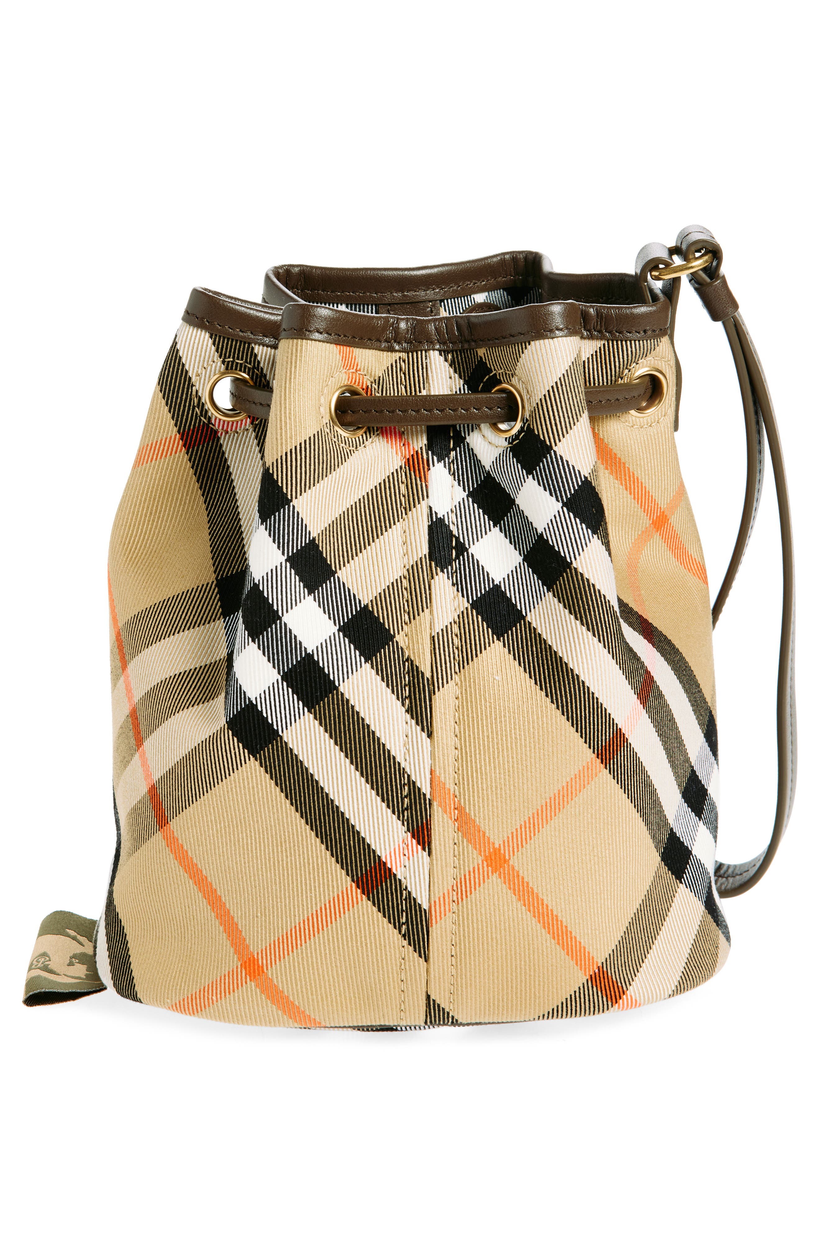 Check Drawstring Canvas Pouch, Alternate, color, SAND