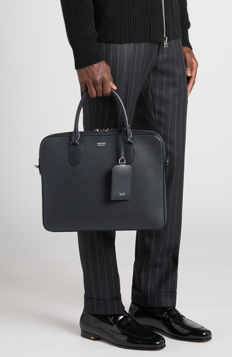TOM FORD Elliot City Grained Leather Briefcase, Alternate, color, Black