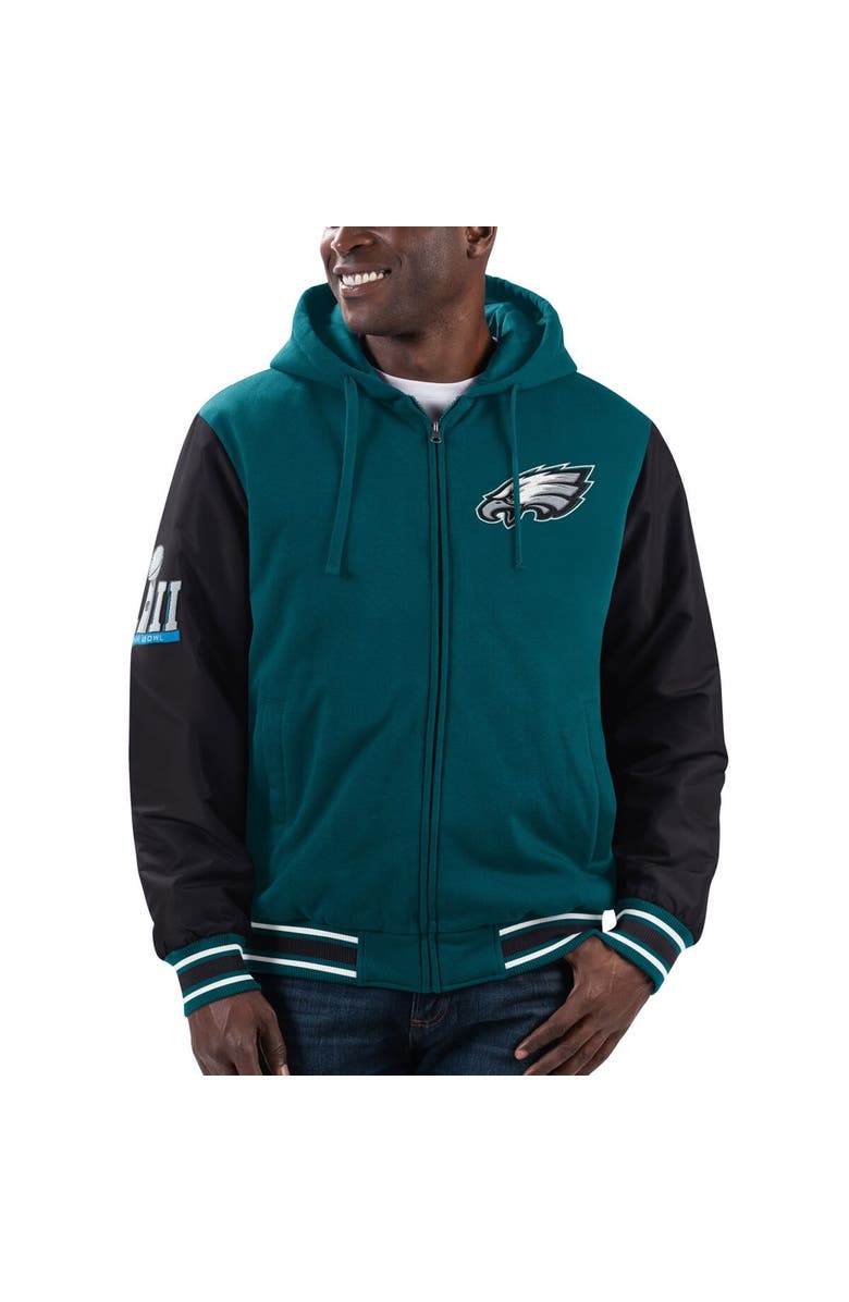G-III SPORTS BY CARL BANKS Men's G-III Sports by Carl Banks Midnight Green/Black Philadelphia Eagles Player Option Full-Zip Hoodie, Main, color, 