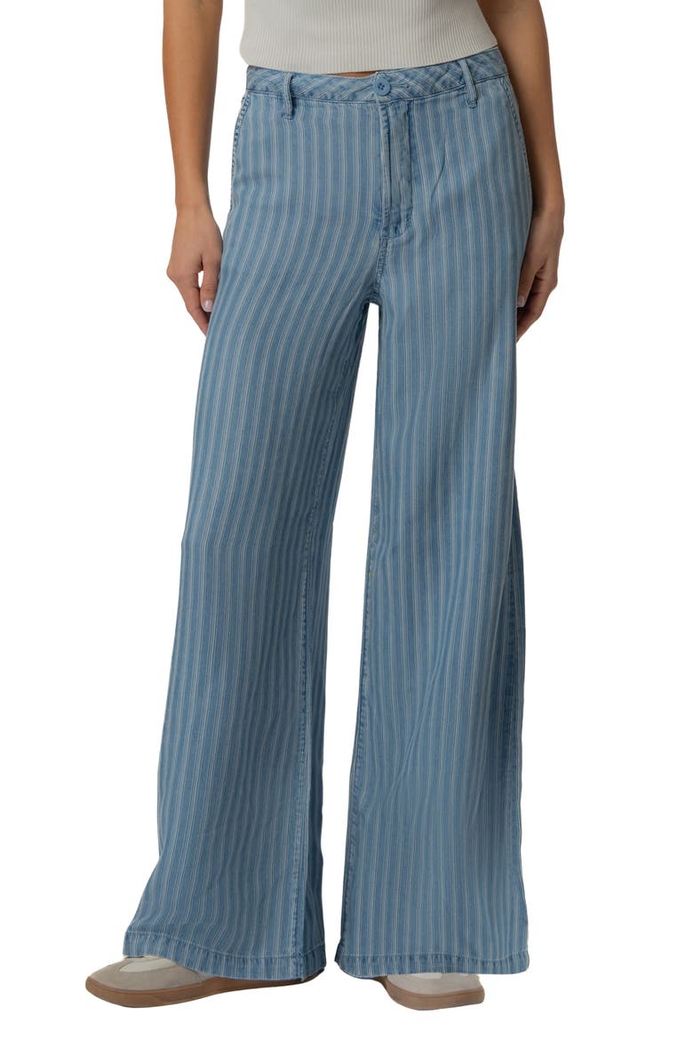 Ryan Stripe High Waist Super Wide Leg Pants, Main, color, BLUE RIBBON