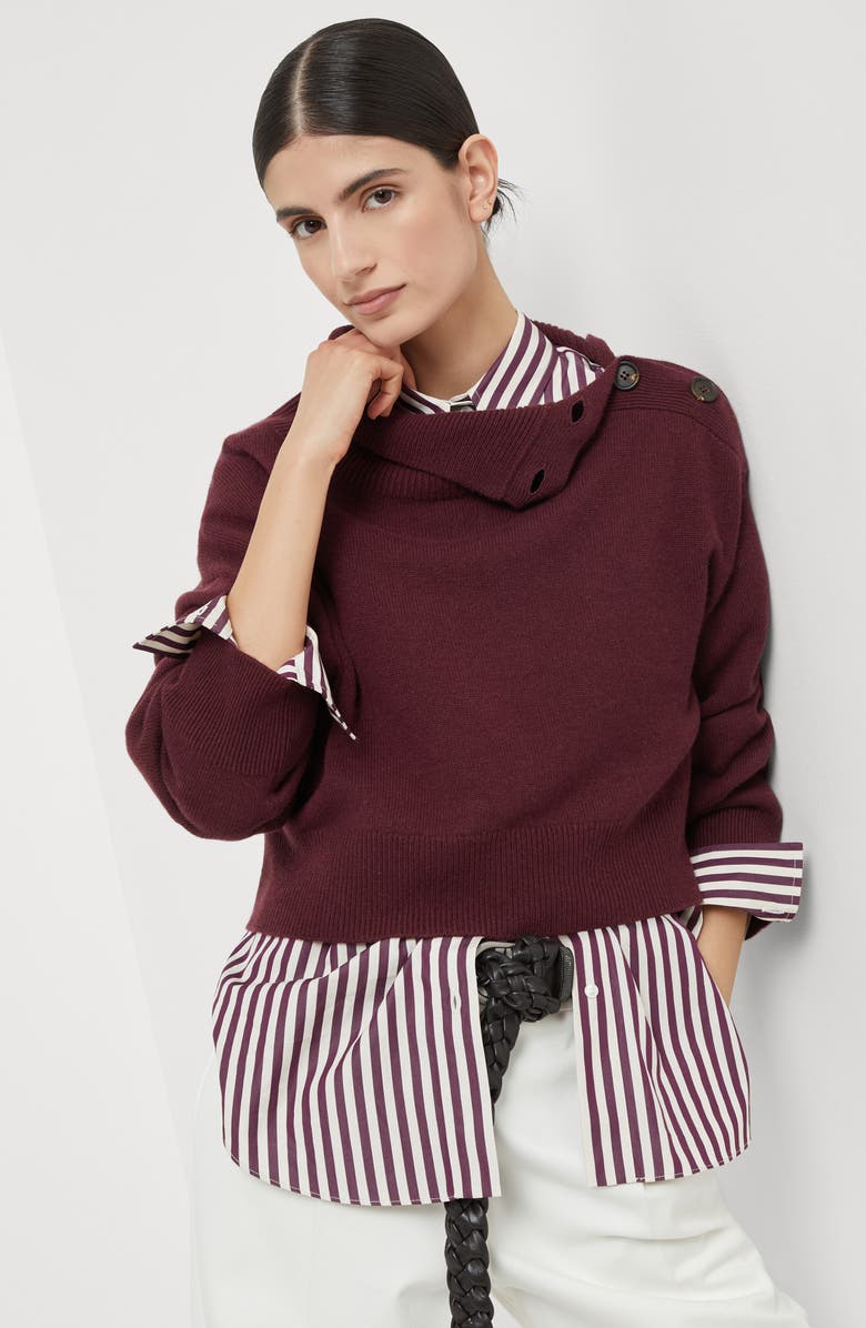 Brunello Cucinelli Cropped turtleneck sweater, Alternate, color, Amaranth