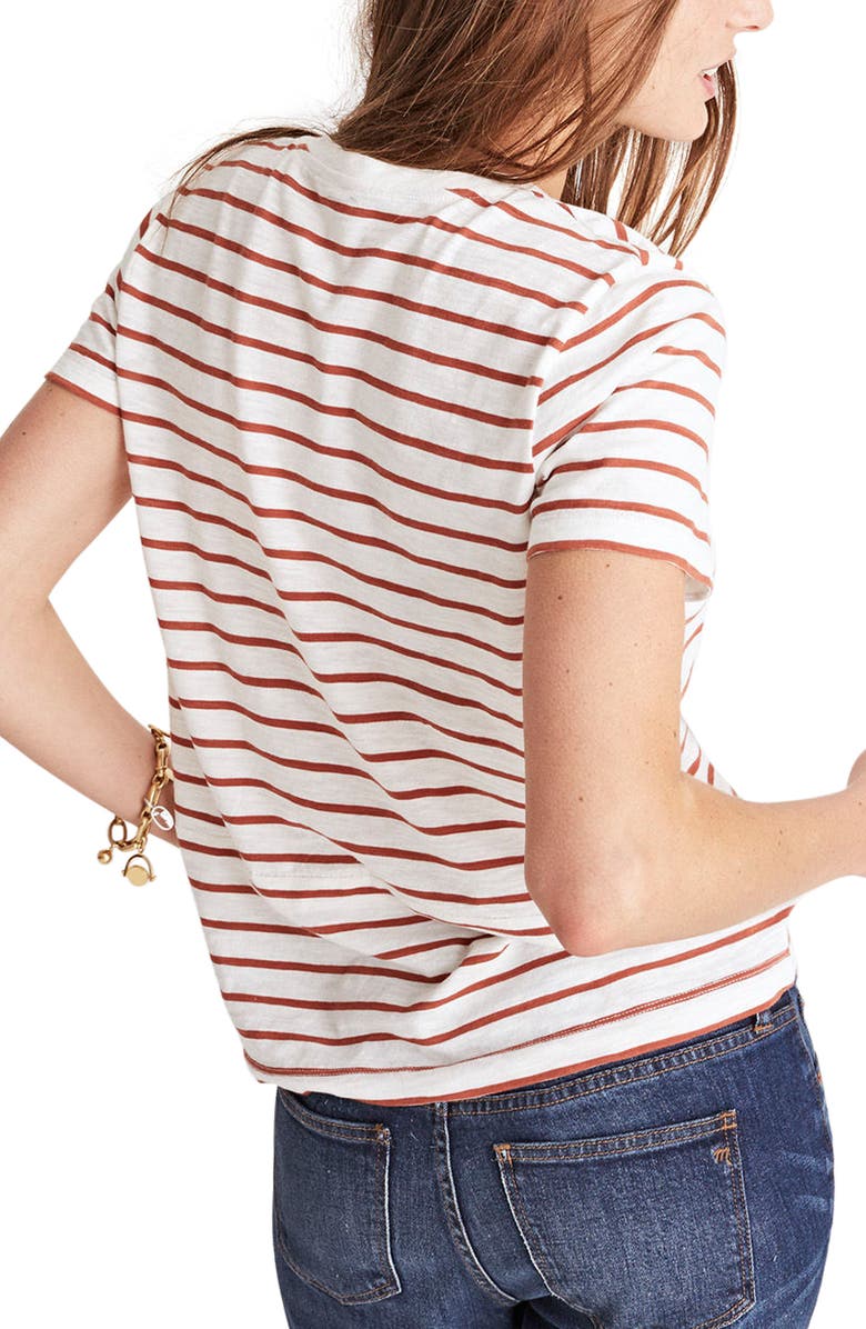 Madewell Whisper Cotton Stripe V-Neck Tee, Alternate, color, 