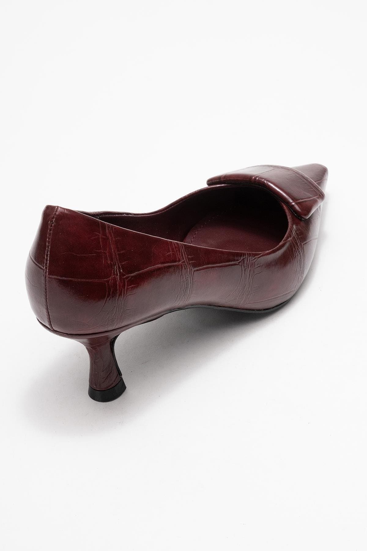 Marcia Buckle Pointed Toe Pump, Alternate, color, Burgundy Printed