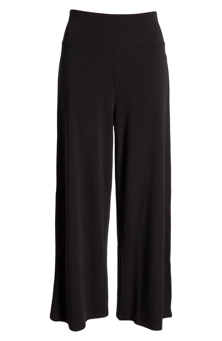 Eileen Fisher High Waist Wide Ankle Pants, Alternate, color, Black