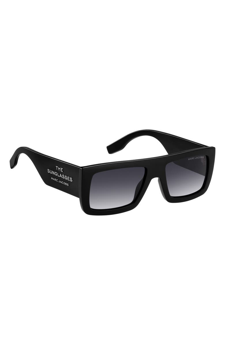 Marc Jacobs 53mm Gradient Rectangular Sunglasses, Alternate, color, Black/ Dark Grey Sf