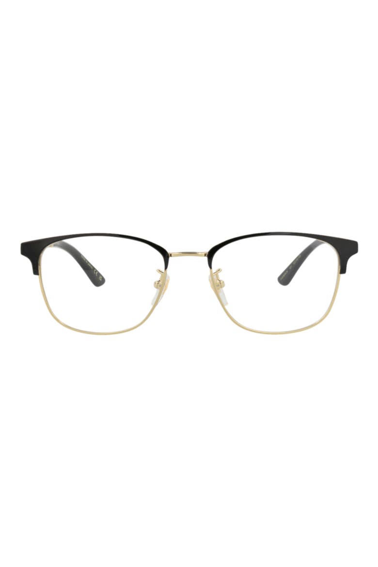 52mm Rectangle Optical Glasses, Main, color, BLACK GOLD TRANSPARENT