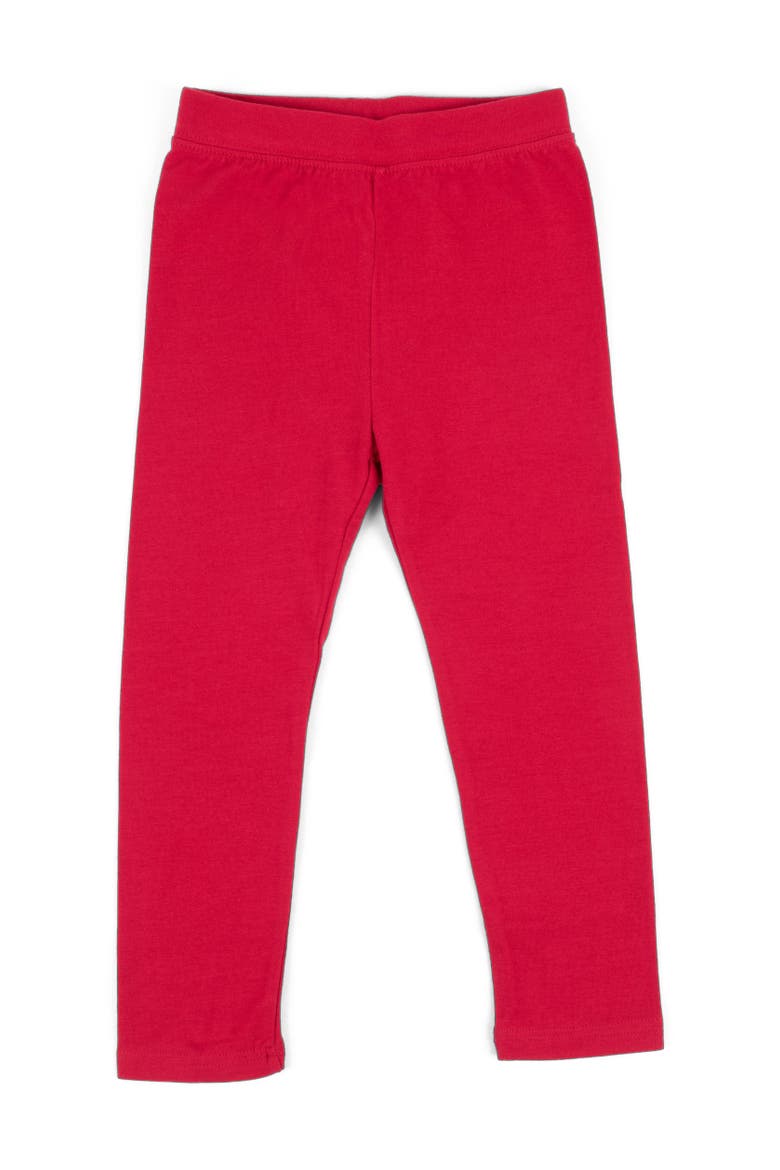 Girls Cotton Leggings, Solid Colors, Main, color, RED