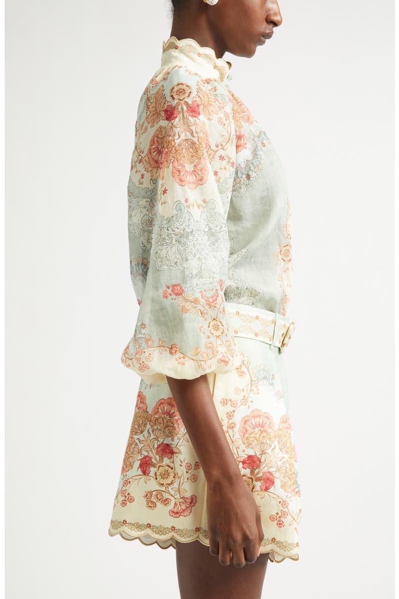 Daylight Floral Ramie Button-Up Top, Alternate, color, WALLPAPER FLORAL MINT