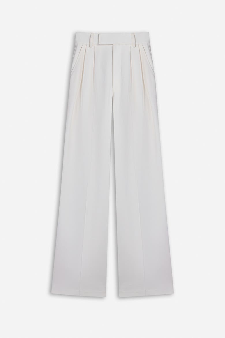 Double Pleat Wide Leg Trousers, Alternate, color, White