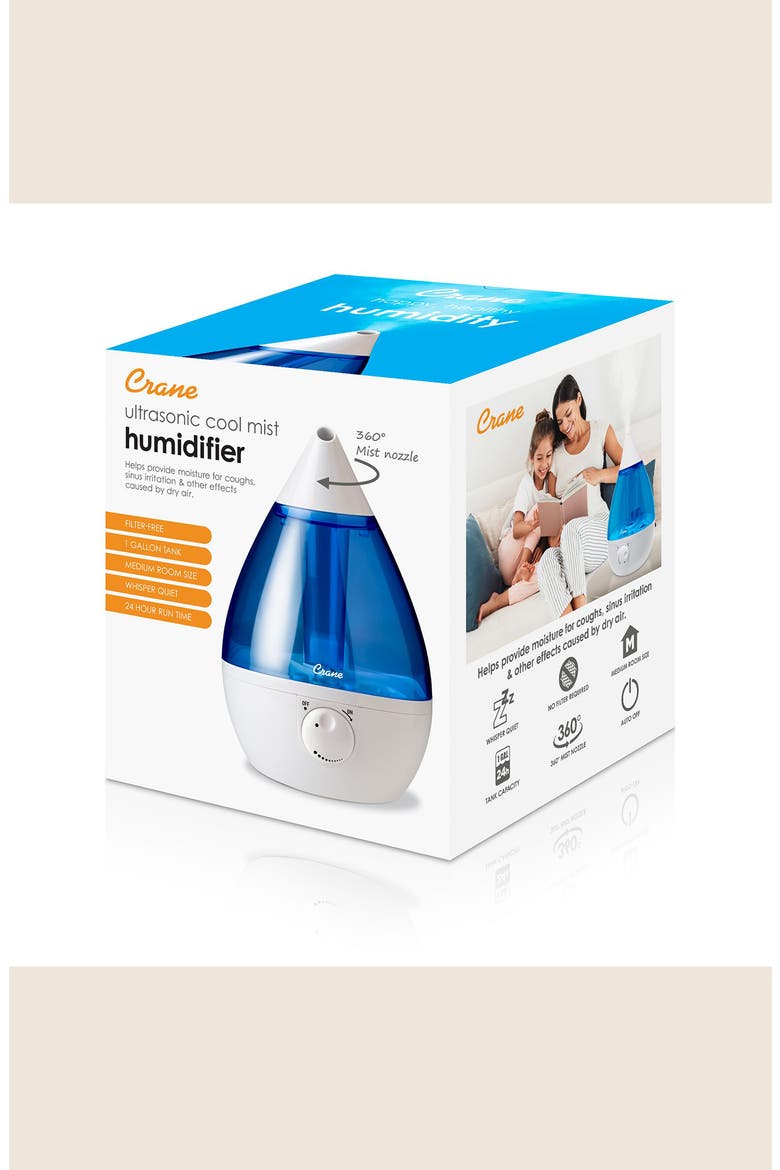 Drop 1-Gallon Cool Mist Humidifier, Alternate, color, BLUE/ WHITE