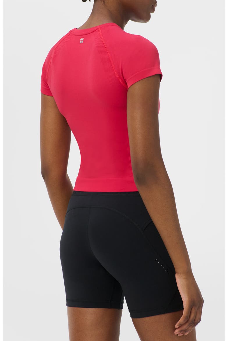 Athlete Seamless Workout Crop T-Shirt, Alternate, color, CRIMSON RED