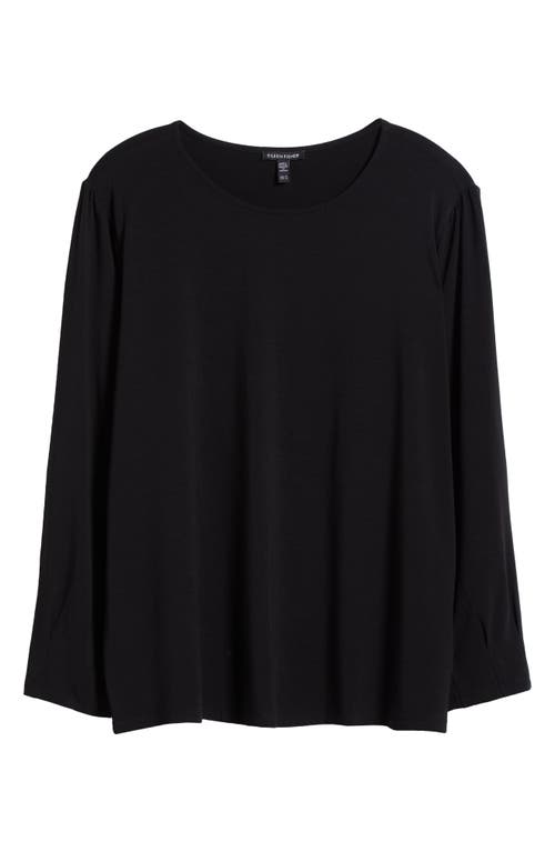 Eileen Fisher Pleated Sleeve Top In Black