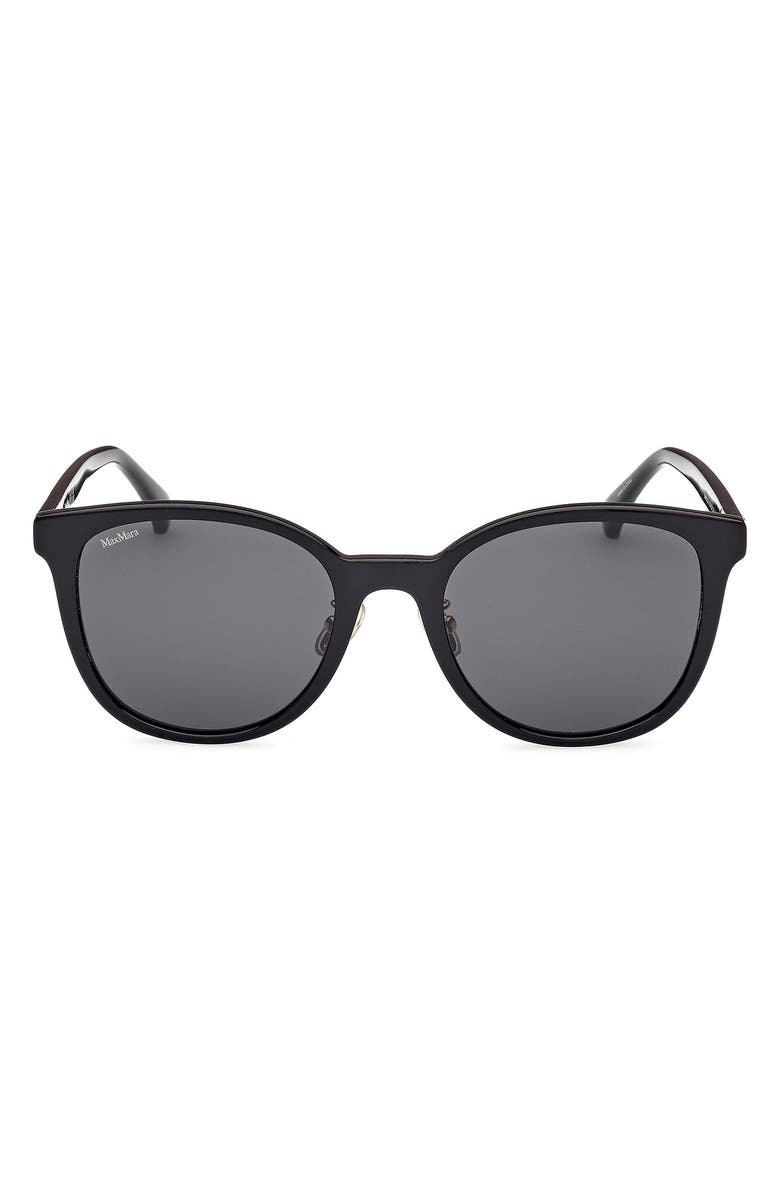 Max Mara 55mm Round Sunglasses, Main, color, Shiny Black / Smoke