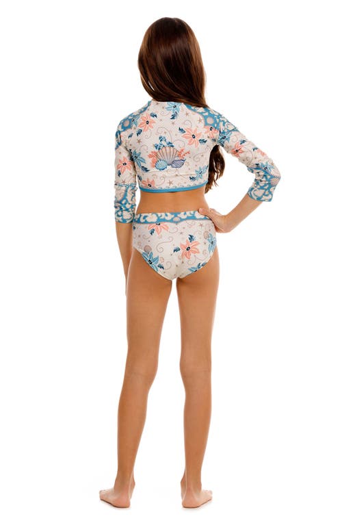 Agua Bendita Kids' Caramel Long Sleeve Upf 50 Two-piece Rashguard Swimsuit In Blue