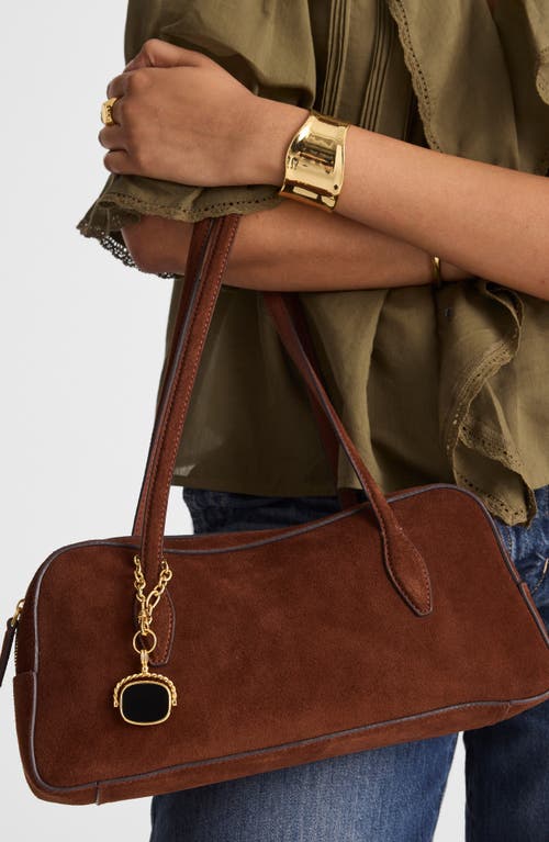 Madewell The Top Zip Suede Shoulder Bag In Brown