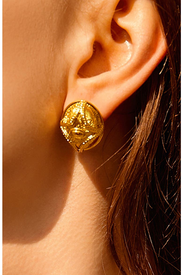 Egypt Eye Earrings, Alternate, color, Gold