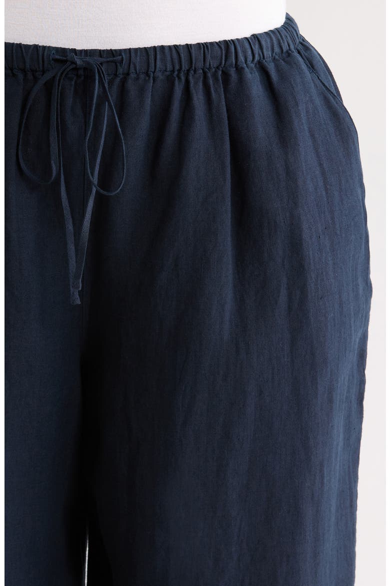 Wide Leg Crop Linen Pants, Alternate, color, NAVY STILL
