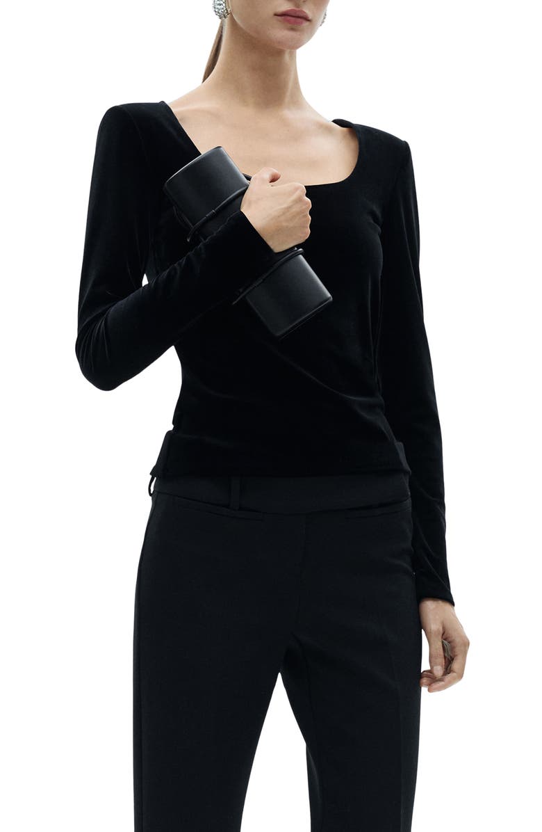 MANGO Scoop Neck Velvet Top, Alternate, color, 