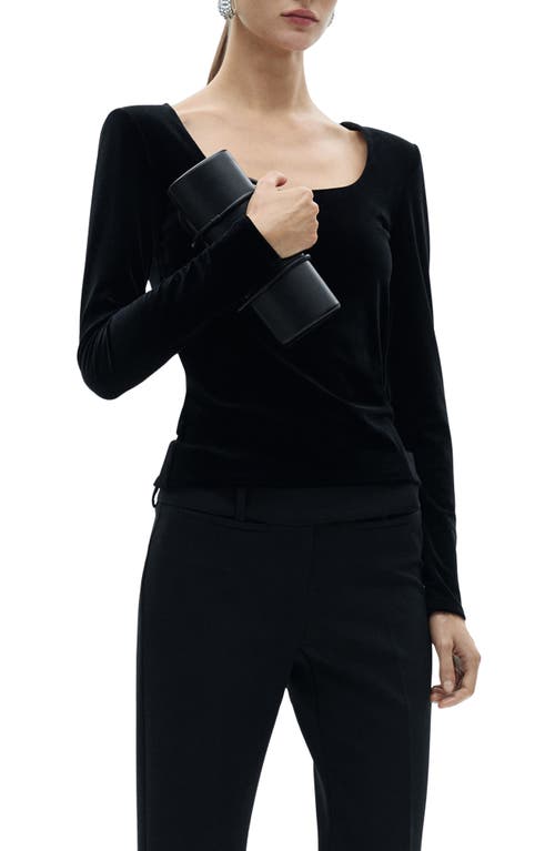 MANGO MANGO SCOOP NECK VELVET TOP