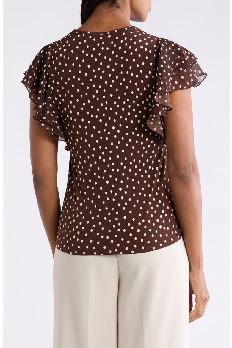 Ruffle Sleeve A-Line Top, Alternate, color, BRN/ IVY