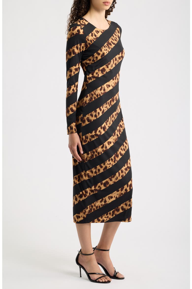 Leopard Stripe Long Sleeve Maxi Dress, Alternate, color, LEOPARD