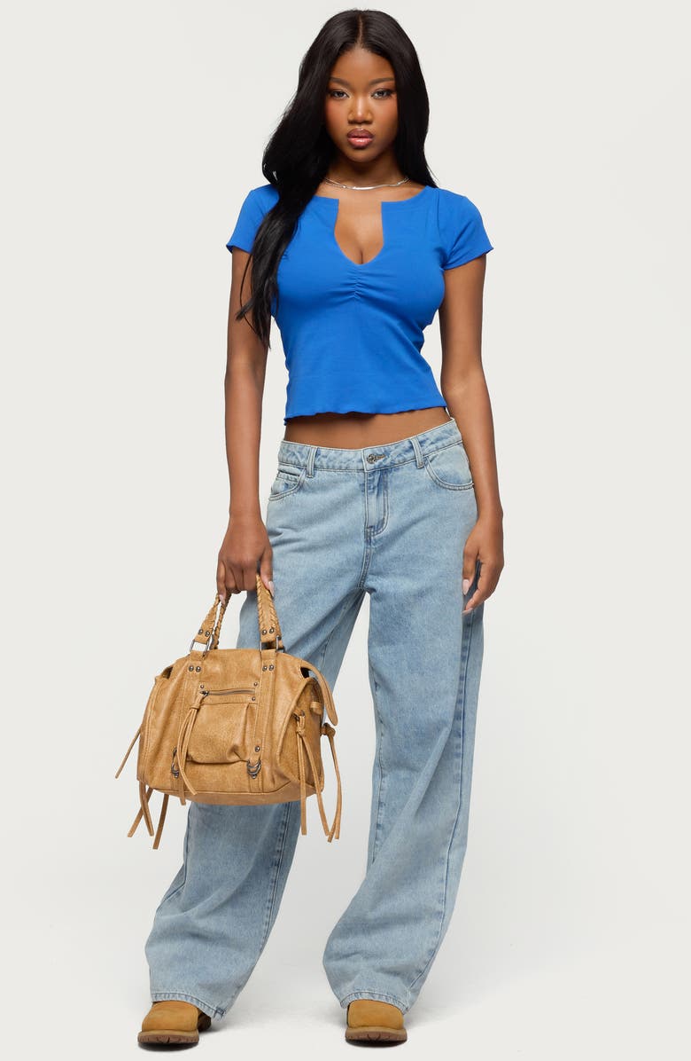 EDIKTED Andria Crop V-Neck Top, Alternate, color,