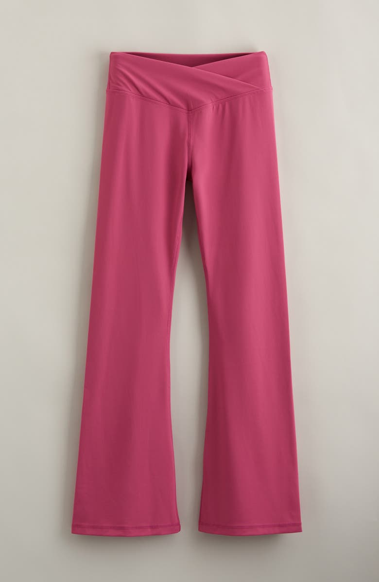 Zella Girl Kids' Live By Crossover High Waist Flare Leggings, Main, color, Purple Sherbert