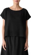 Eileen Fisher Boxy Boat Neck Organic Cotton Blend Top