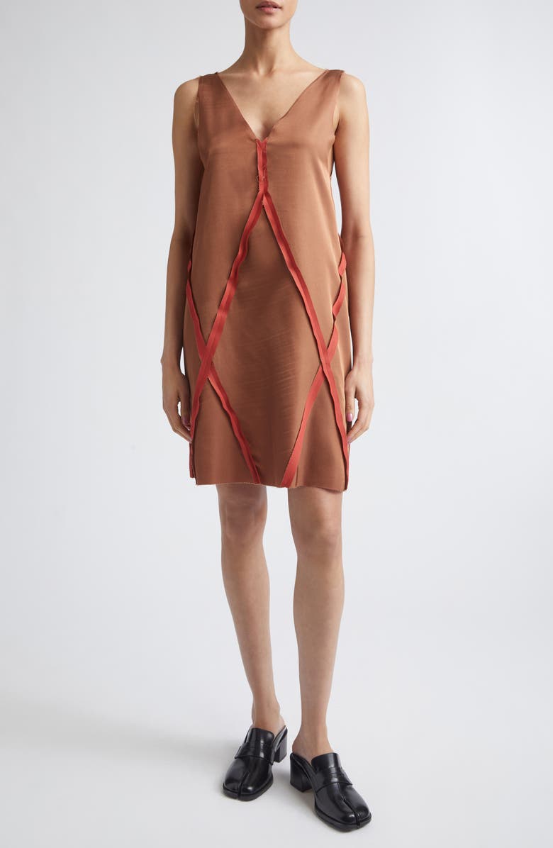 MM6 Maison Margiela V-Neck Midi Dress, Main, color, Light Brown