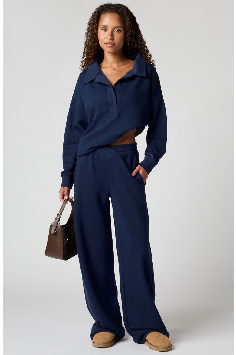 Cozy Crush V Wide Leg Sweatpants, Alternate, color, NAVY