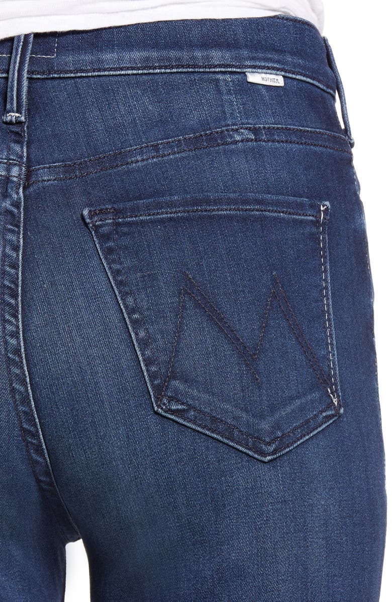 MOTHER The Hustler Sidewinder High Waist Slit Hem Bootcut Jeans, Alternate, color, 