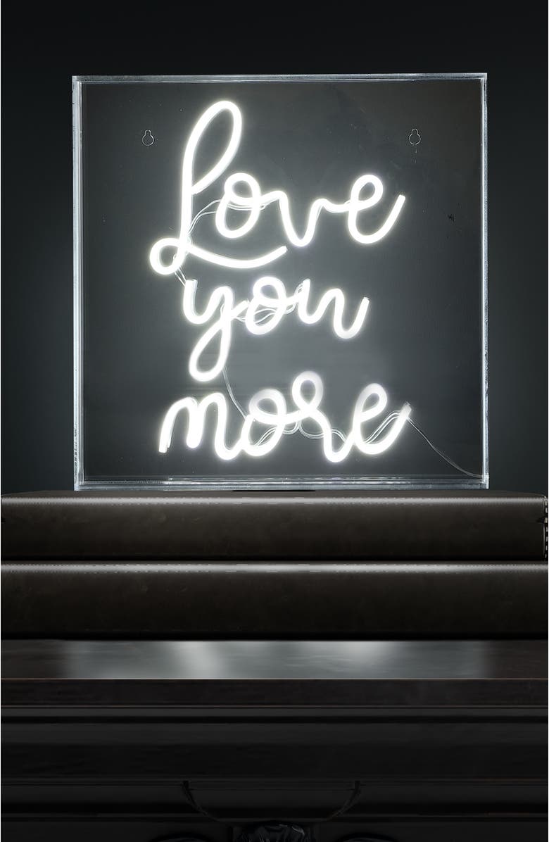 JONATHAN Y Love Square Contemporary Glam Acrylic Box USB Operated LED Neon Light, Alternate, color, White