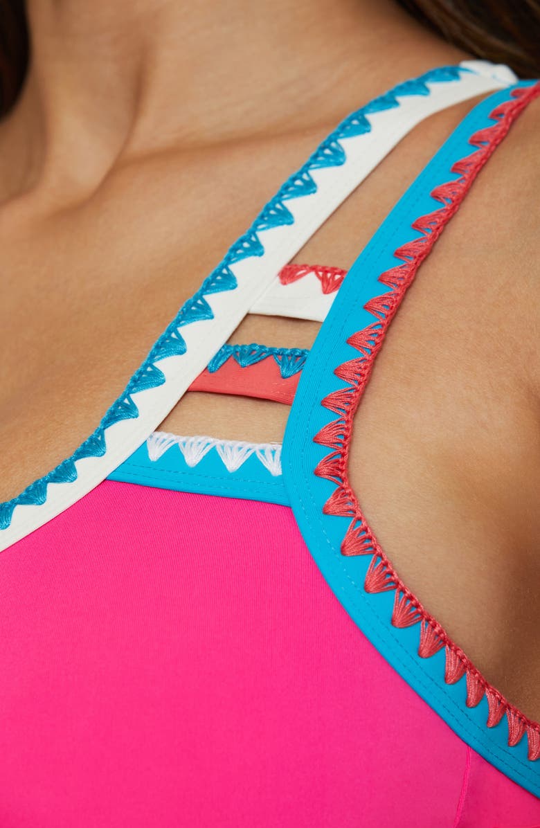 Lucky Brand Avila Asymmetric One-Piece Swimsuit, Alternate, color, Candy Pink