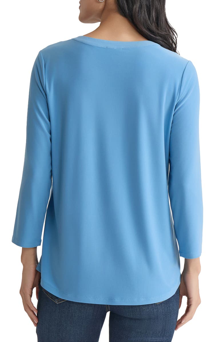 Jones New York Patch Pocket Crepe Popover Top, Alternate, color, Blue Lagoon