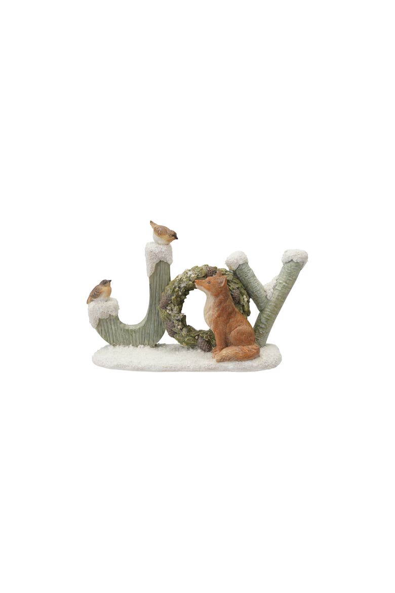 Woodland Joy Resin Figurine with Wreath and Birds, Main, color, Multicolor