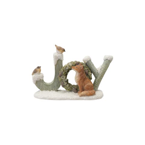 Woodland Joy Resin Figurine with Wreath and Birds