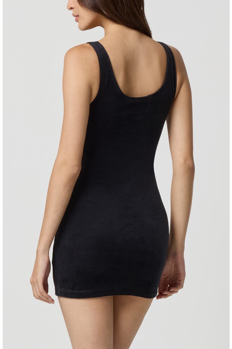 Velour Bow Neck Tank Dress, Alternate, color, BLACK
