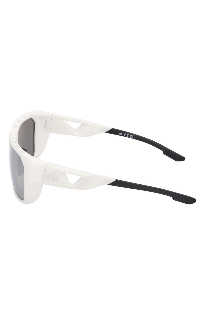 adidas 57mm Navigator Sunglasses, Alternate, color, White / Smoke Mirror