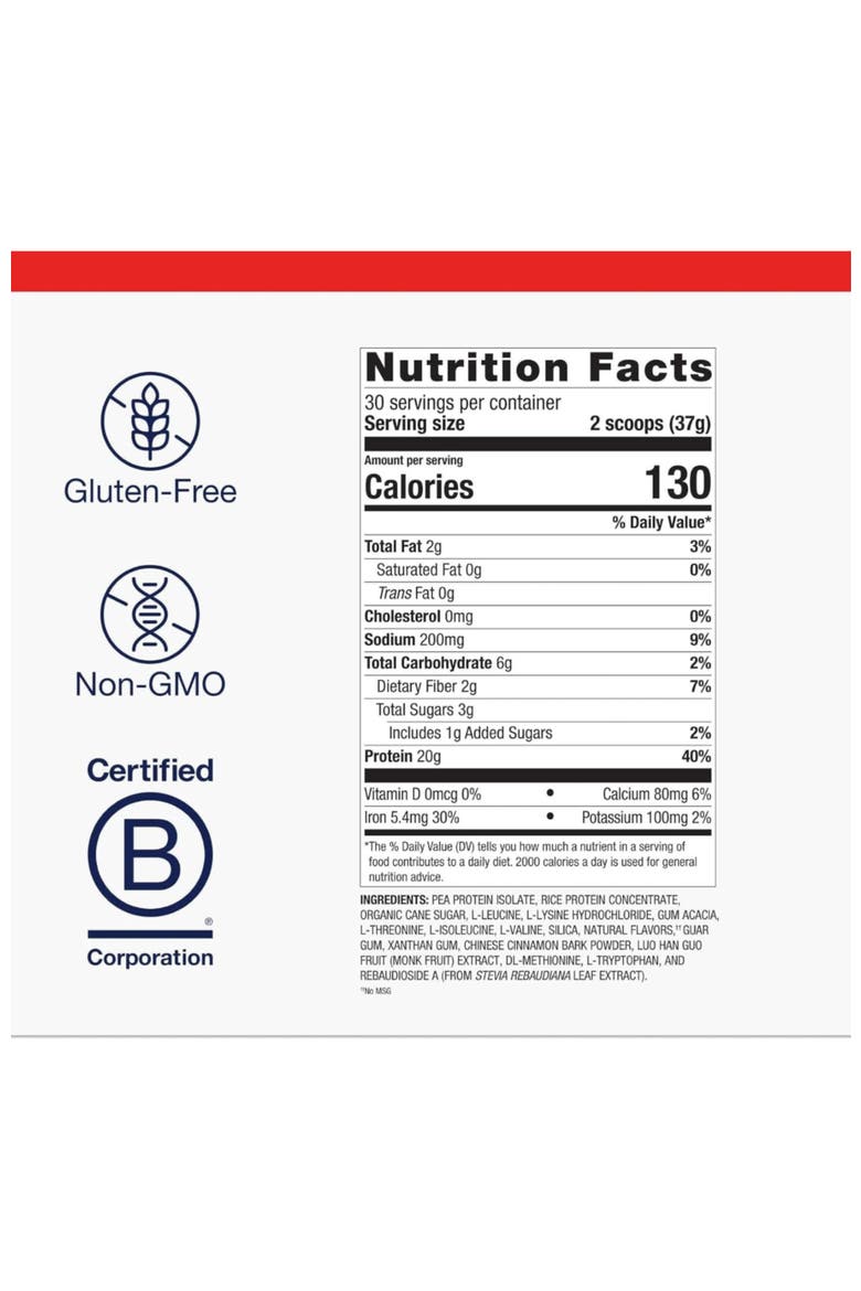 Perfect Protein Pea and Rice Powder 30 Servings, Alternate, color, None