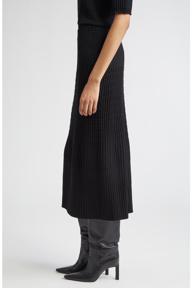 Mixed Rib Pull-On Knit Skirt, Alternate, color, BLACK