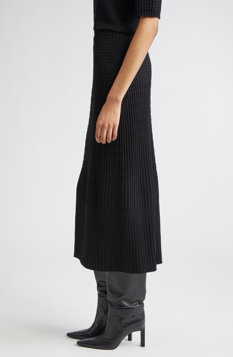 Lafayette 148 New York Mixed Rib Pull-On Knit Skirt, Alternate, color, Black