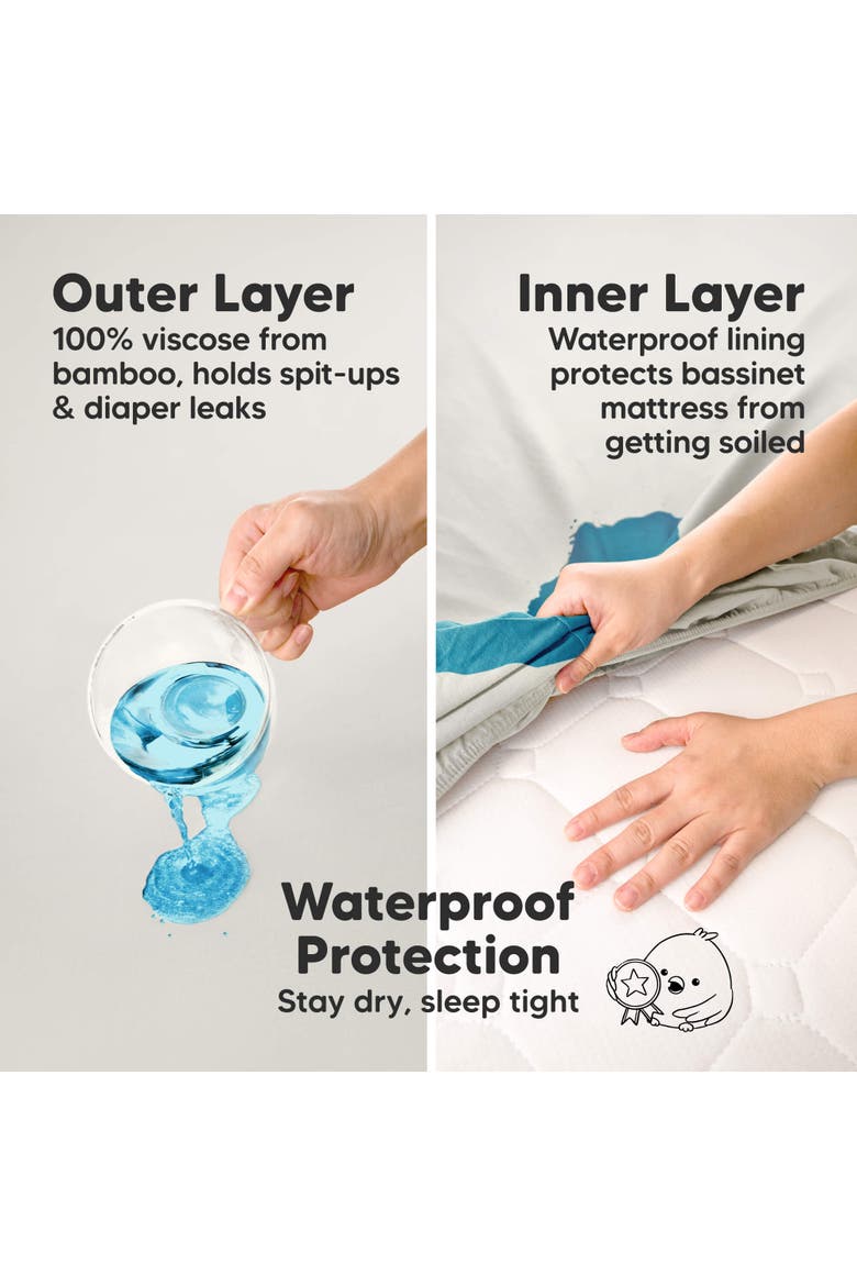 2-Pack Isla [Protect+] Waterproof Bassinet Sheets, Alternate, color, Sage