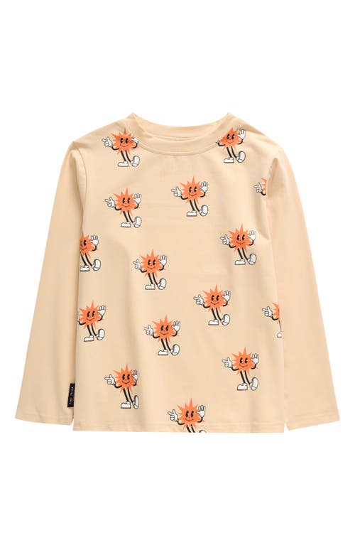 TINY TRIBE Kids' Sun Long Sleeve Cotton Graphic T-Shirt in Cream 