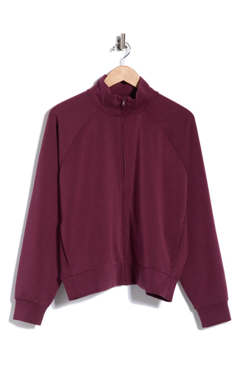 Cozy Luxe Track Jacket, Alternate, color, BURGUNDY STEM