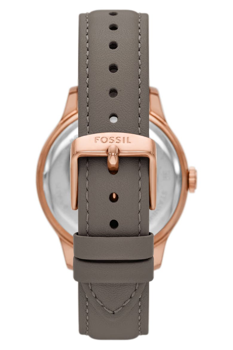 Brynn Multifunction Leather Strap Watch, 38mm, Alternate, color, BROWN/ ROSE GOLD