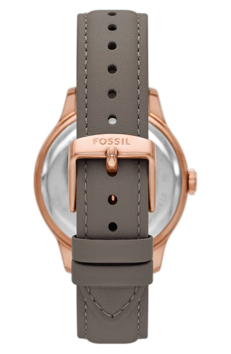 Fossil Brynn Multifunction Leather Strap Watch, 38mm, Alternate, color, Brown/ Rose Gold