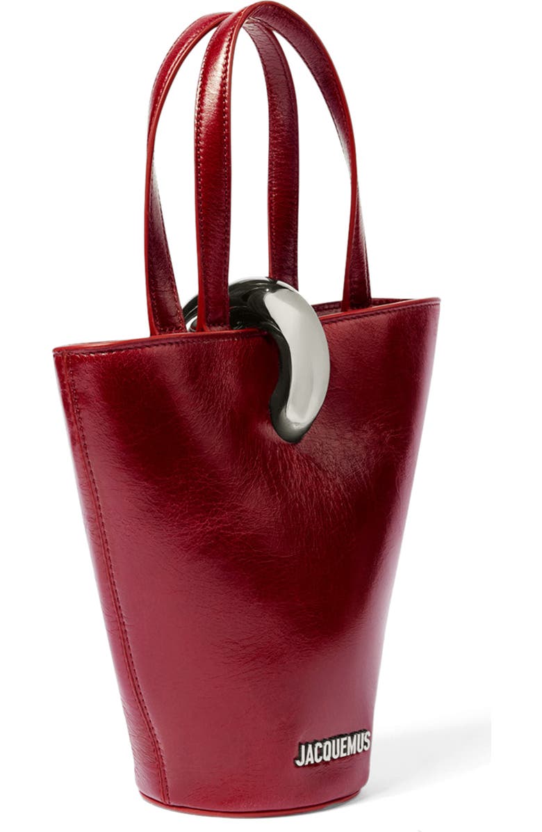 Jacquemus Le Petit Bambola Leather Bucket Bag, Alternate, color, Burgundy 490