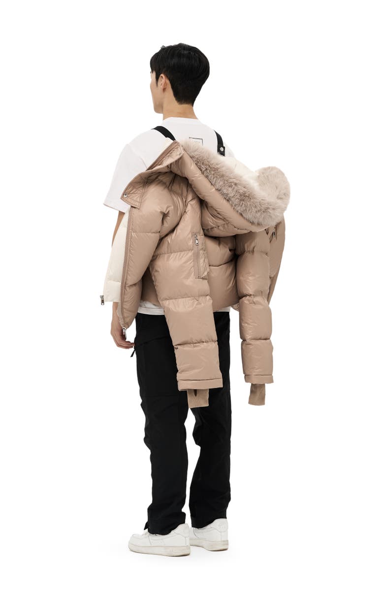 AlphaStyle Kudu Detachable Double Hood Puffer, Alternate, color, Beige