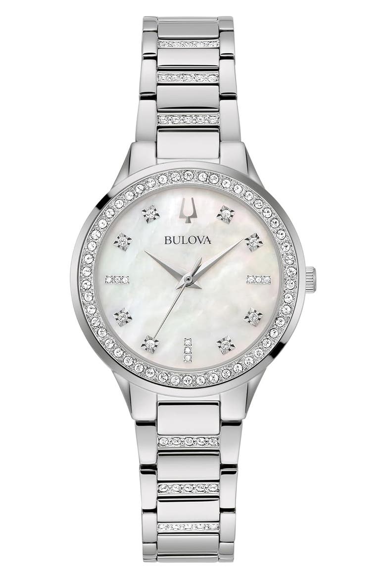 Classic Mother-of-Pearl Bracelet Watch, 30mm, Main, color, SILVER
